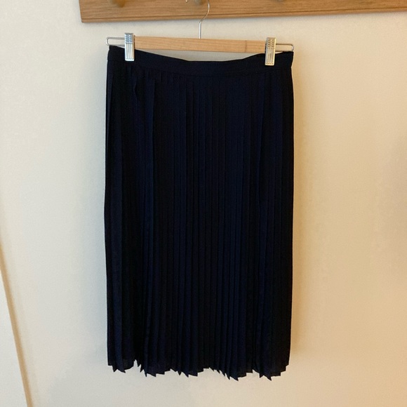 J. Crew Dark Navy Blue Pleated Midi Skirt - Picture 1 of 6